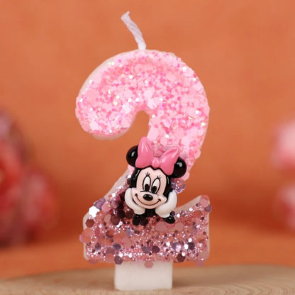 3D Number Birthday Cartoon 0-9 Minnie Mouse Candles Cake Anniversary Party Plug-in Birthday Cake Decoration Supplies DIY Gifts
