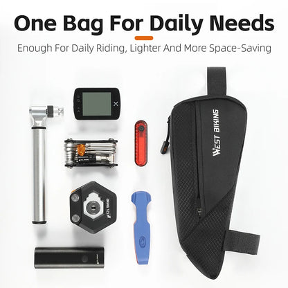 WEST BIKING Bicycle Top Tube Bag 1.2L Portable Bike Front Frame Bag 3D Stereo Cycling Tool Bag MTB Road Bike Accessories