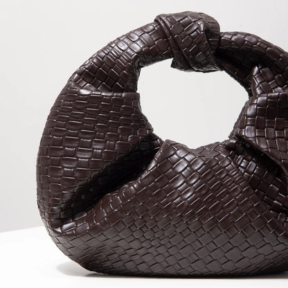 Vintage Faux Leather Woven Pattern Handbag, Knotted Crescent Bag, Pleated Cloud Bag, Women's Party Dress, Burgundy Wallet, Elegant Evening Bag (Random Pattern)
