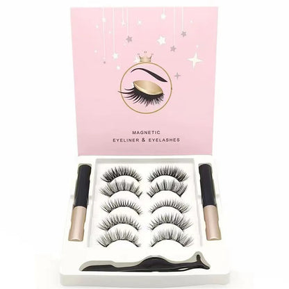 5 Pairs 5 Magnetic Eyelashes Eyeliner Tweezers Set 3D Mink Eyelashes Natural Artificial False Lashes