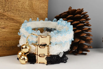 Lace Cat Collar Adjustable Safety Personalized pet collar Customized Name Soft With Bell Pet Collar for Cats and Small Dogs