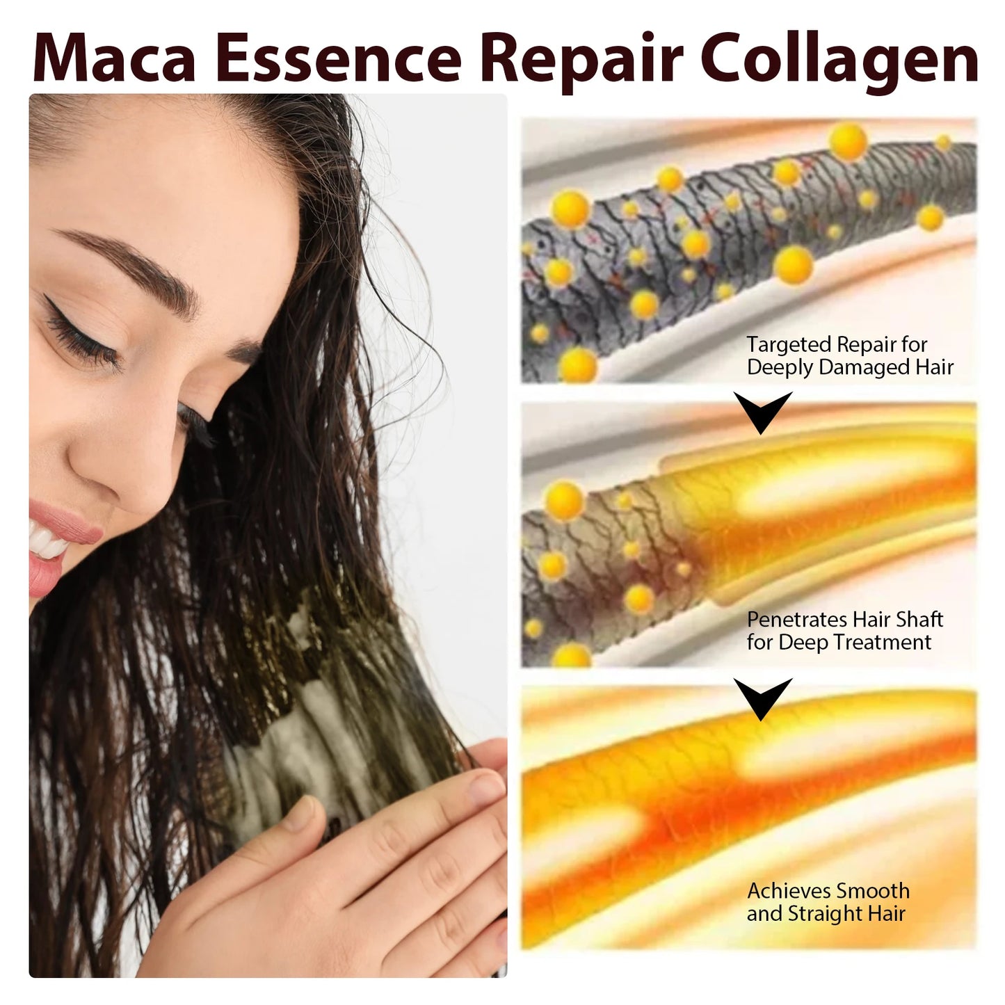 Collagen Hair Mask Reduce Dryness And Frizz Prevent Hair Splitting Moisturize Soften Hair Improve Hair Texture Hair Care Mask