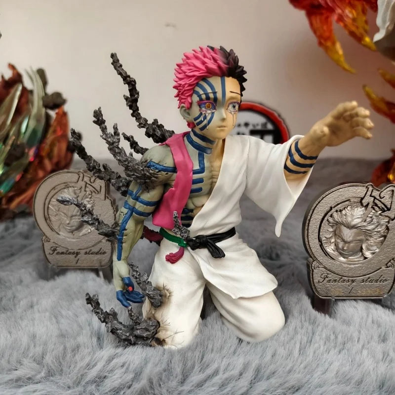 In Stock 13cm Demon Slayer Akaza Hakuji Anime Figure Model Doll Action Figurine Pvc Decoration Peripheral Desktop Ornament Toy