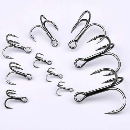 20pcs High Carbon Treble Hooks - Super Sharp, Solid Size 1#-14# Triple Barbed Steel Fishing Lure - Jigging Fishing Hook