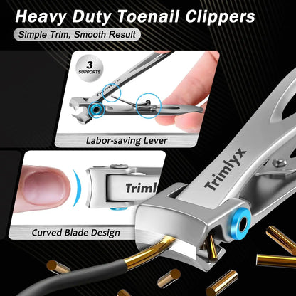 5PCS Heavy Duty Toenail Clippers Kit for Thick Toenails Toe Ingrown Nail Clippers for Seniors Men Large Slanted Nail Clipper Set