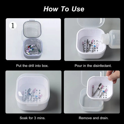 Portable Alcohol Disinfection Filter Cleaning Box Nail Art Drill Bits Grinding Head Disinfection Box Manicure Sterilization Tool