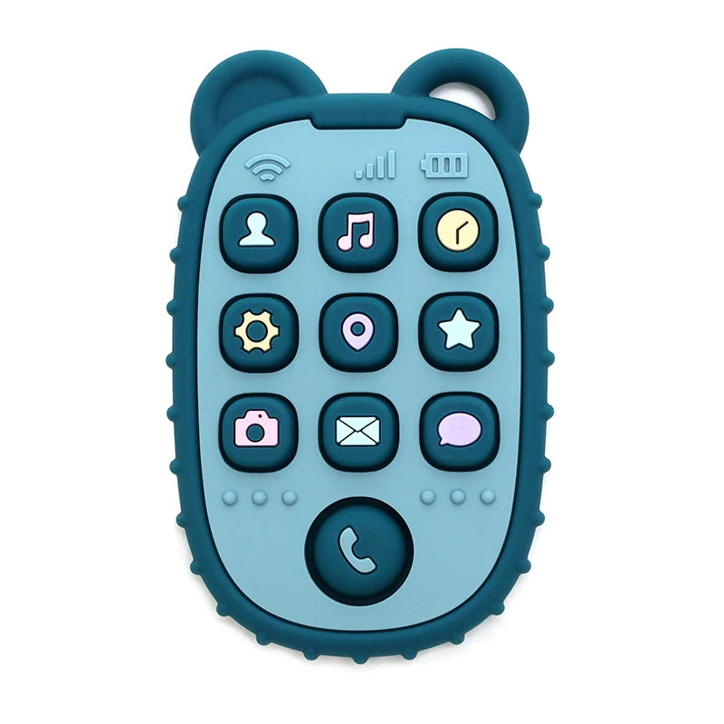 New Baby Teether Mobile Phone Shape Silicone Teether Teething Toy Kids Sensory Educational Toy Baby Gift Set