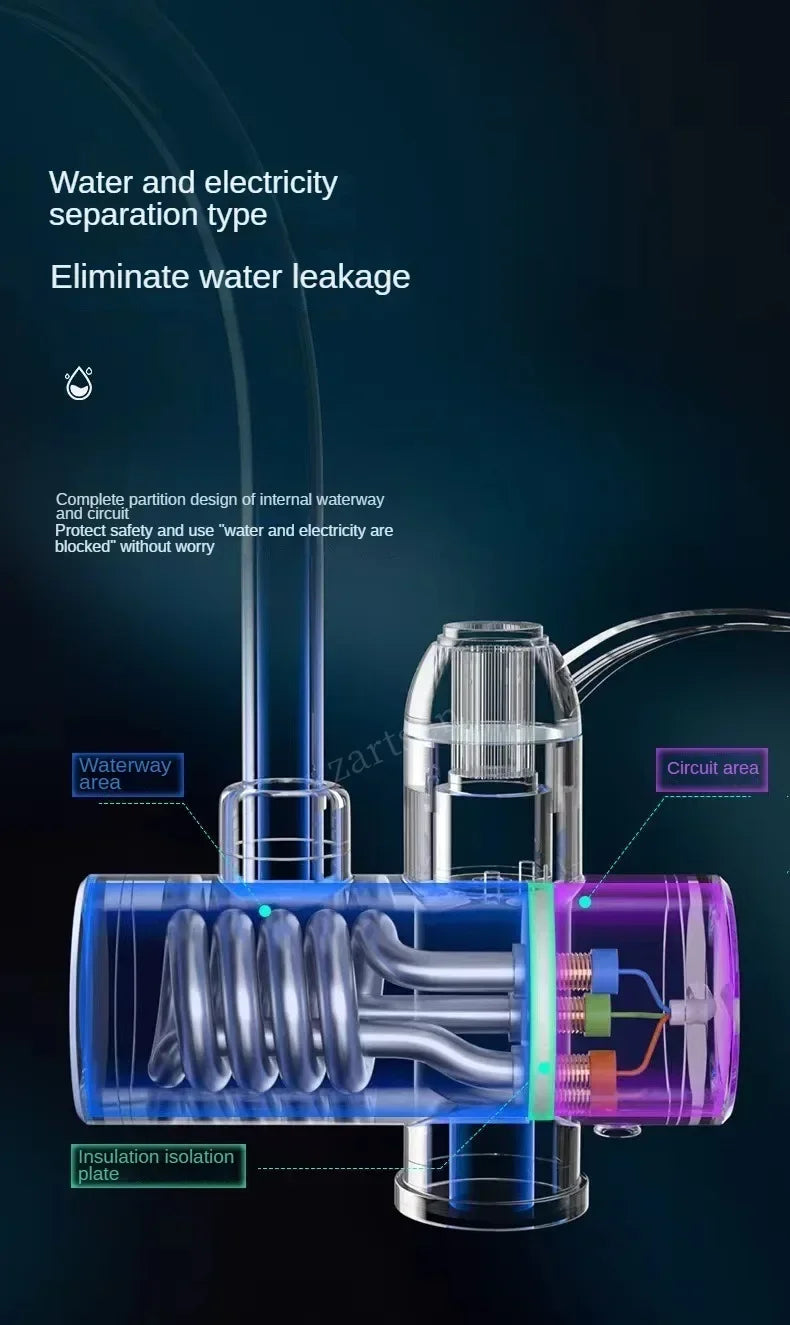 3000W Electric Kitchen Water Heater Tap Instant Hot Water Faucet Heater Cold Heating Faucet Tankless Instantaneous Water Heater