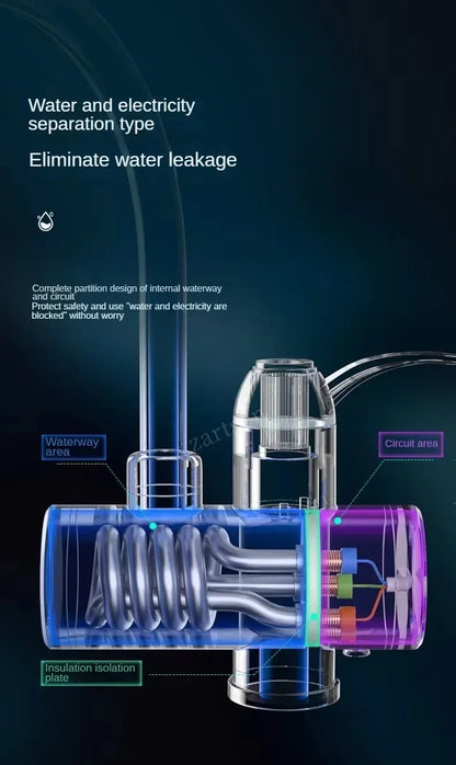 3000W Electric Kitchen Water Heater Tap Instant Hot Water Faucet Heater Cold Heating Faucet Tankless Instantaneous Water Heater