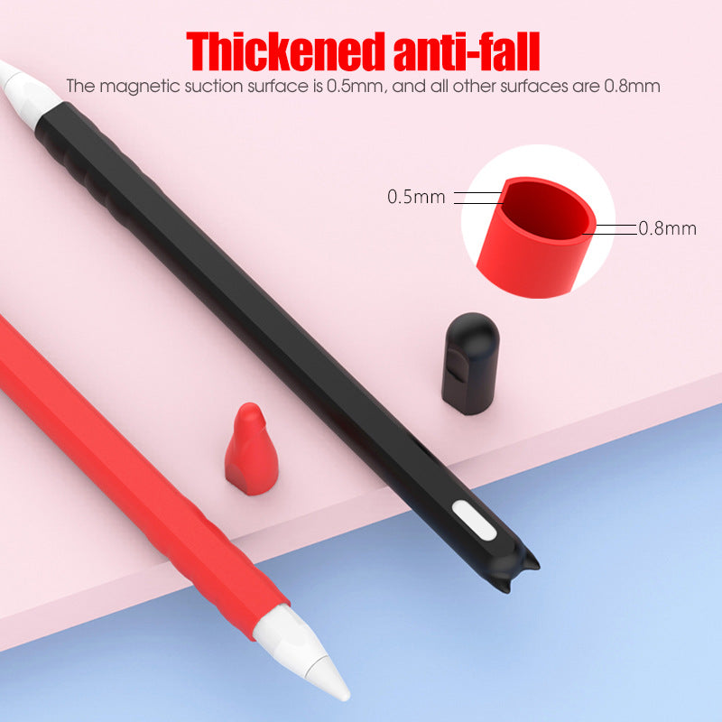 Good quality Cartoon silicone pen case for ApplePencil 2 generation Anti-slip and anti-drop tablet stylus case Solid color Cover