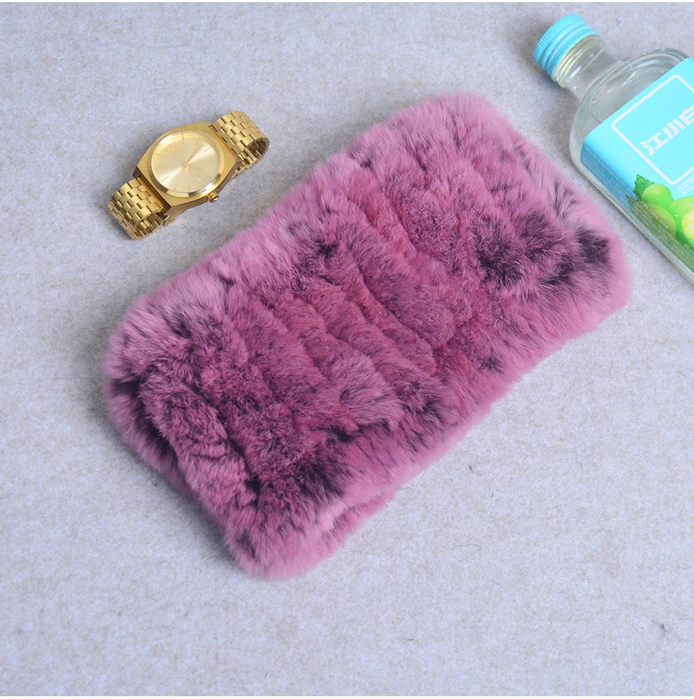Women Handmade Stretch 100% Real Rabbit Fur Scarf Knit Genuine Rex Rabbit Fur Headbands Girls Natural Rabbit Fur Ring Scarves