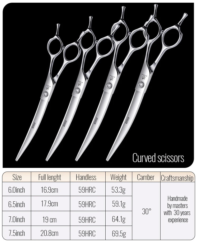 Fenice 6//6.5/7/7.5 Inch Professional Pet Dogs Grooming Scissors Set Straight&Curved &Thinner&Chunker Shear Scissors