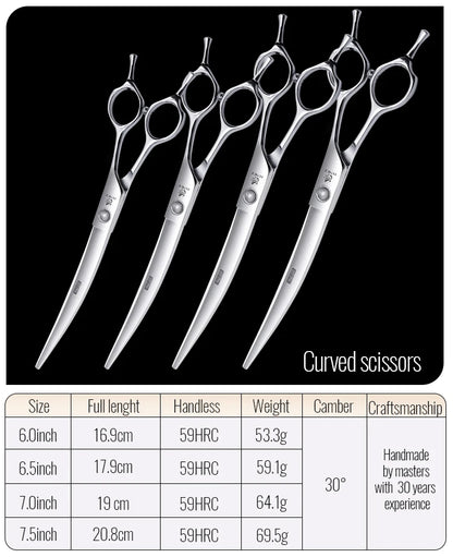Fenice 6//6.5/7/7.5 Inch Professional Pet Dogs Grooming Scissors Set Straight&Curved &Thinner&Chunker Shear Scissors