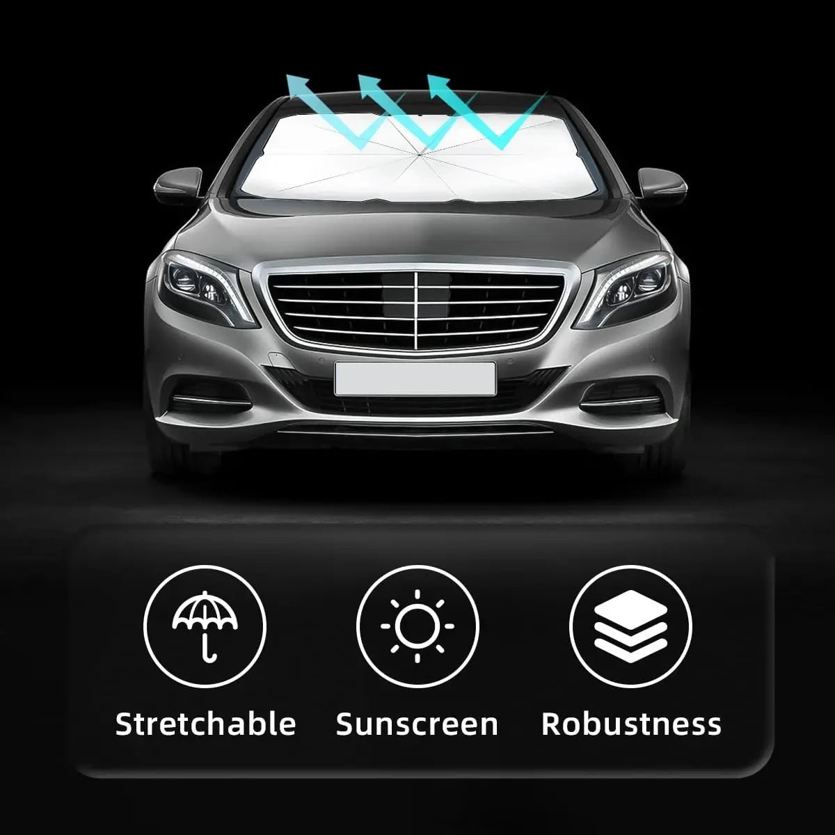 Portable Car Sun Shade Umbrella for Windshield High Shading UV Protection Foldable Front Window Cover Visor Umbrella Accessories