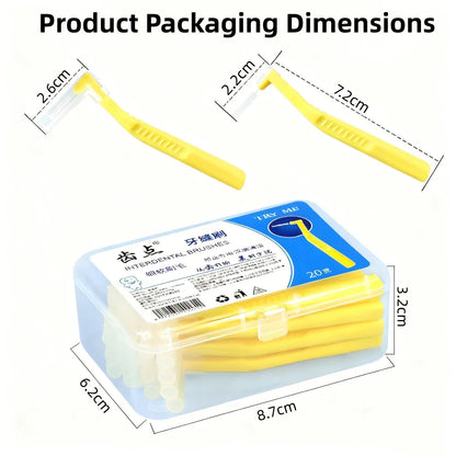 20 Pieces Boxed L-shaped Interdental Brushes for Orthodontics, Soft Bristle Interdental Cleaners, Interdental Brushes