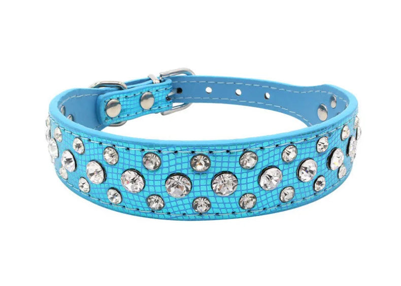 Pet collars for small dogs, pet collars, rhinestone PU collars for cats and dogs, adjustable to prevent pets from being lost