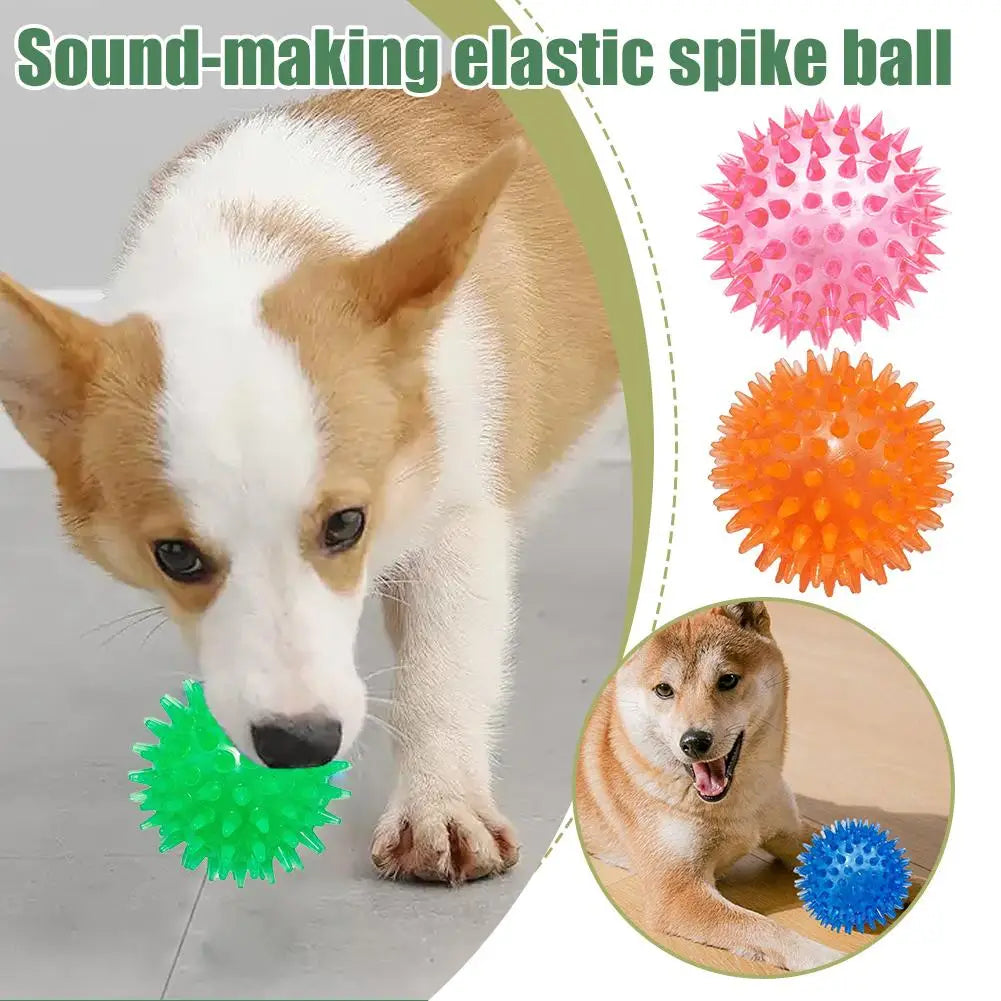 Pet Dog Toys Cat Puppy Sounding Toy Polka Squeaky Tooth Cleaning Ball TPR Training Teeth Chewing Toy Thorn Balls Pet Accessories