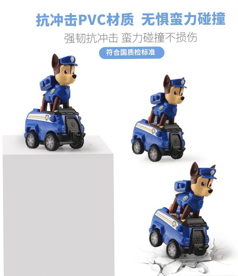 4PCS/SET Genuine Paw Patrol Vehicle Chase Skye Marshall Rubble Pull Back Cars Playset Action Figure Children Toys Birthday Gifts