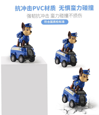 4PCS/SET Genuine Paw Patrol Vehicle Chase Skye Marshall Rubble Pull Back Cars Playset Action Figure Children Toys Birthday Gifts