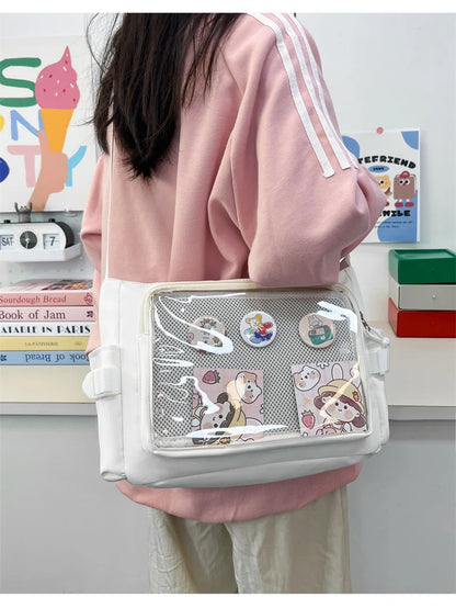 College Style Crossbody Bag with Large Capacity for Class Book Carrying Mailman Bag for Girls Casual Shoulder Crossbody Bag