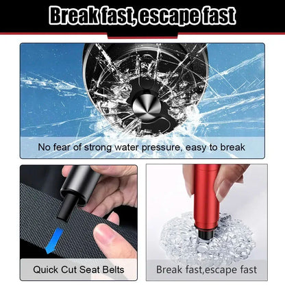 2-in-1 Car Safety Hammer Emergency Window Breaker Seat Belt Cutter Escape Rescue Tool Compact Glass Shatter Device Car Accessory