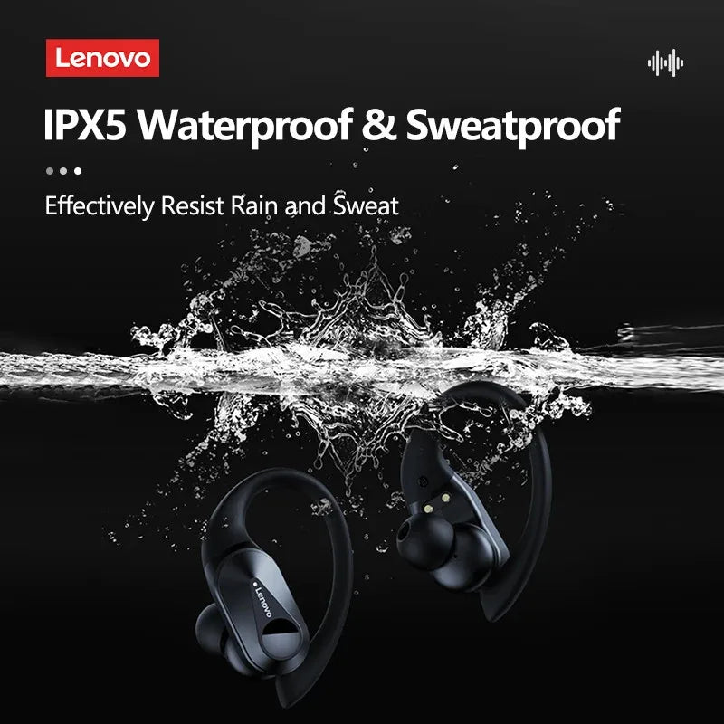 Lenovo LP75 TWS Wireless Bluetooth V5.3 Earphones IPX5 Digital Display Ear Hook Earbuds HiFi Stereo Noise Reduction Headphones