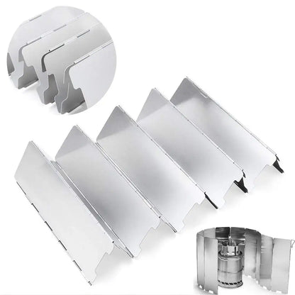 8/10/12/16 Plates Gas Stove Wind Shield Outdoor Camping Picnic Cooking Burner Windproof Screen Aluminum Alloy Wind Screen