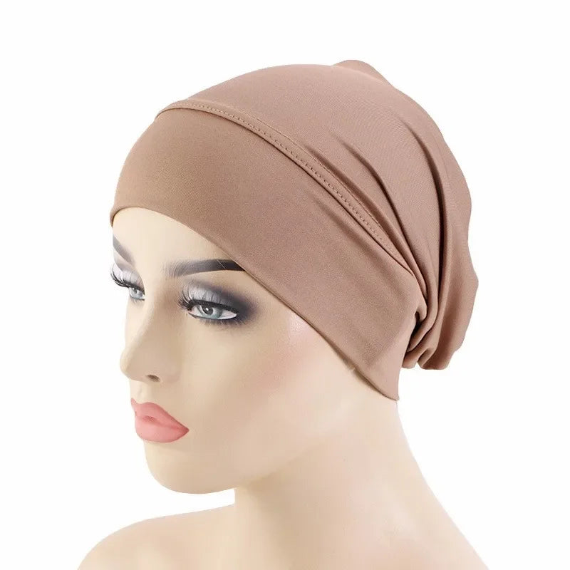 2020 soft modal inner Hijab Caps Muslim stretch Turban cap Islamic Underscarf Bonnet hat female headband tube cap turbante mujer