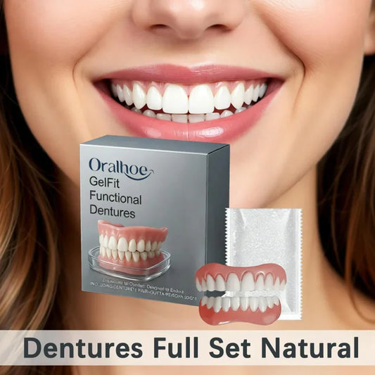 Dentures Full Set Natural Upper Lower Braces Silicone Denture Set for Men Women Instant Confident Fake Tooth Oral Hygiene Care