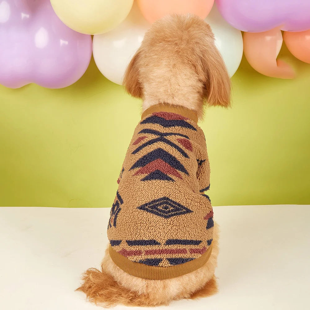 Totems Print Puppy Dog Sweater for Small Dogs Winter Warm Pet Hoodie Clothes Poodle Schnauzer Bichon Pullovers mascotas Clothing