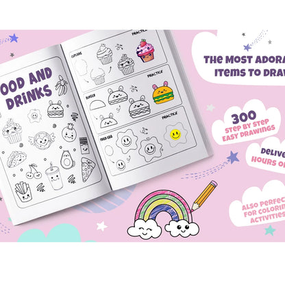 How to Draw Anything for Painting Enthusiast, 300 Cute Step-by-Step Simple Drawings of Adorable Things, Animals, Food, Gifts