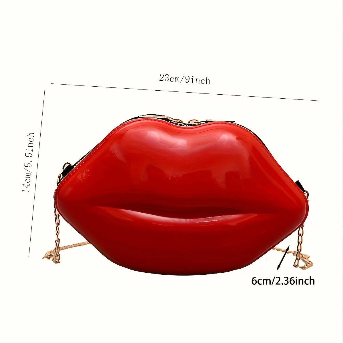 1pc Niche Red Lip Shaped Chain Bag, Novelty Mini Shoulder Bag, Women's Stylish Zipper Bag