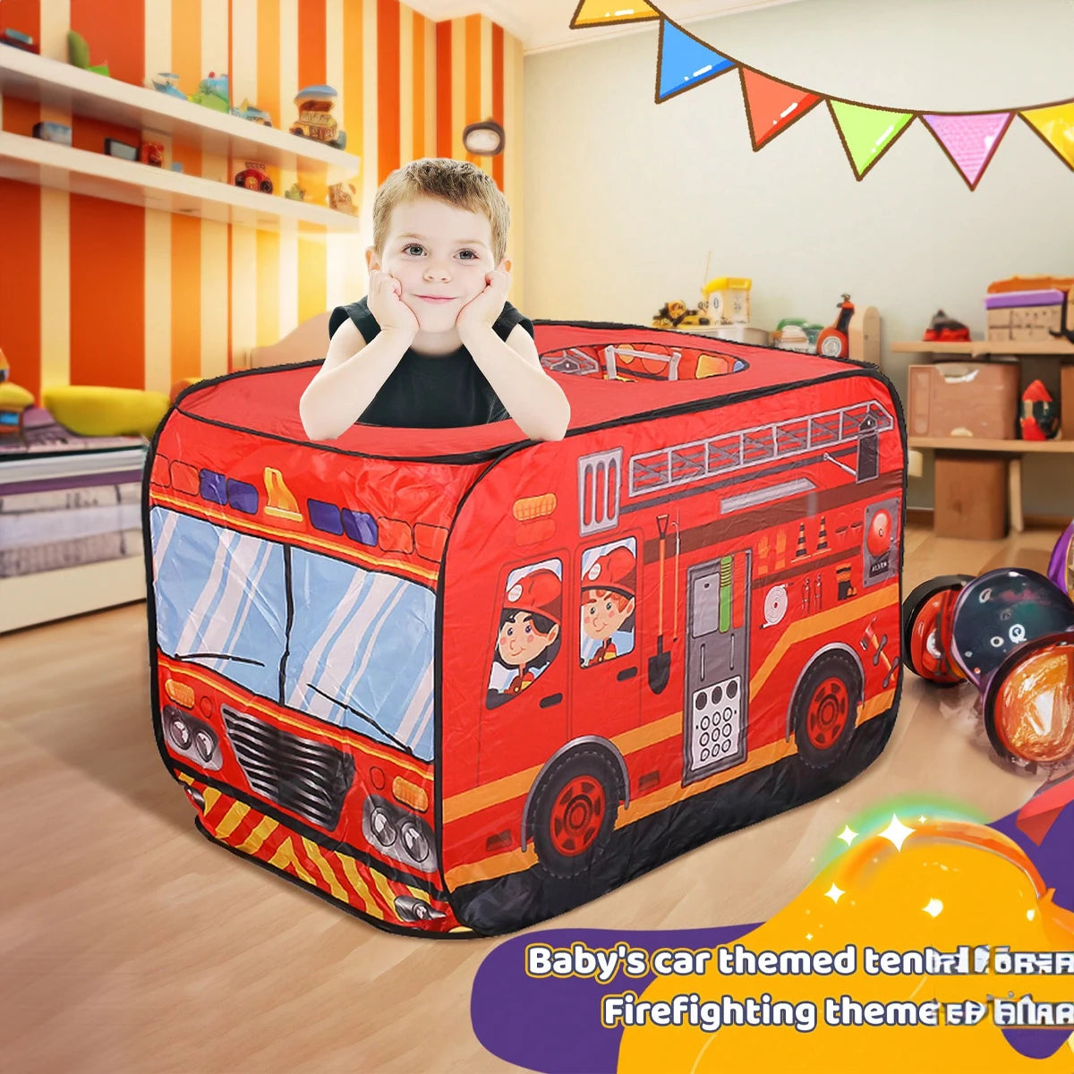 Foldable Kids Indoor Outdoor Tent Game House Car Shaped House Hiding House with Opening Shooting Game for Kids Boys Girls Girft