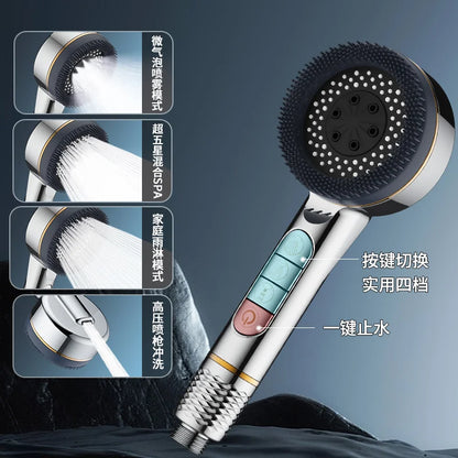 New High Pressure With Filter Water Saving 4 Modes Shower Heads Adjustable Water Massage Sprayer Home Bathroom Accessories