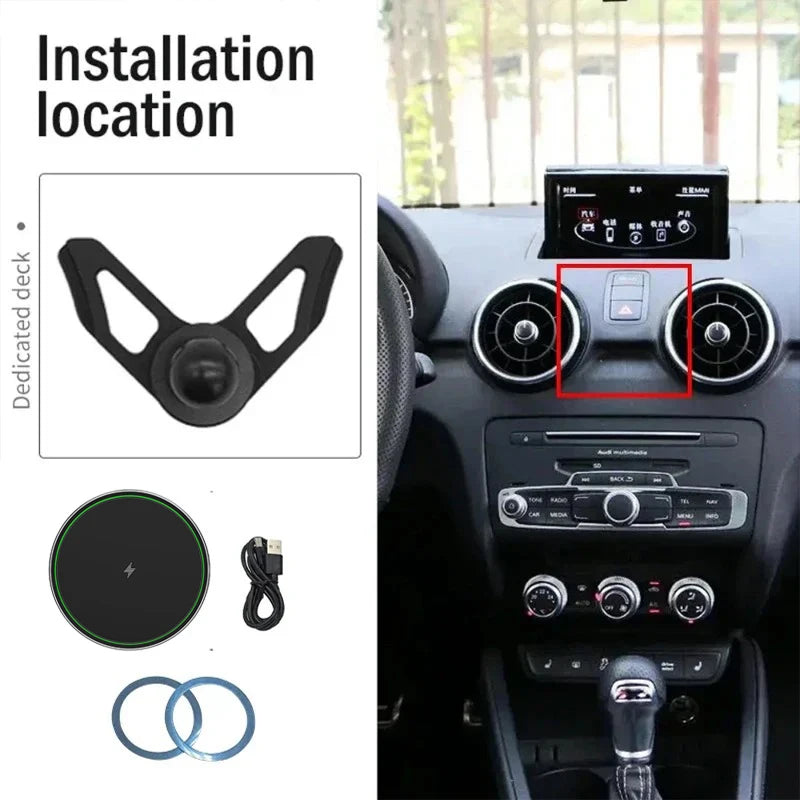 Magsaf Magnetic Car Phone Holder For Audi A1 Sportback 8XA 8XF 2011-2019 Wireless Charging Holder for Mobile iPhone 12 13 Pro