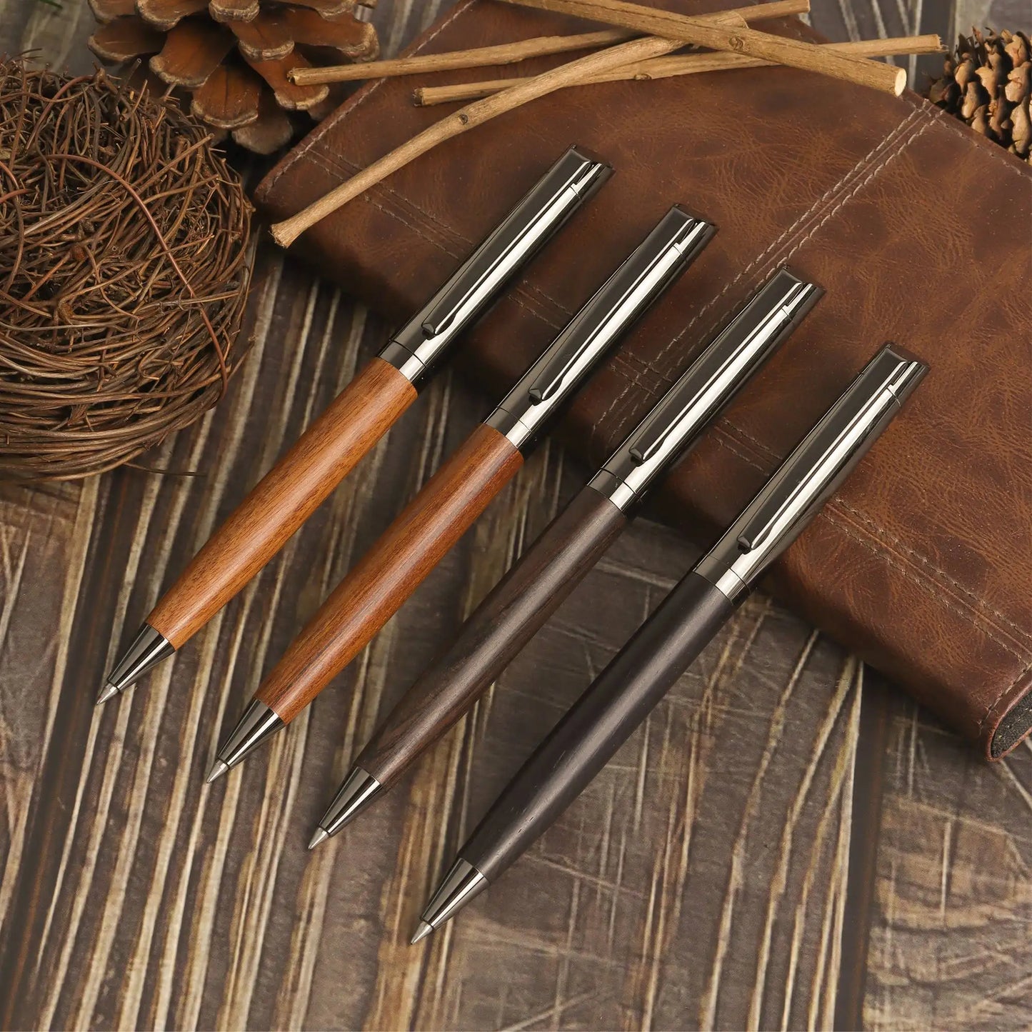YUN CHUN 1 Set Premium Metal Ballpoint Pen with Wood Barrel for Smooth Writing and High-End Design-Black Ink-Office-With Case