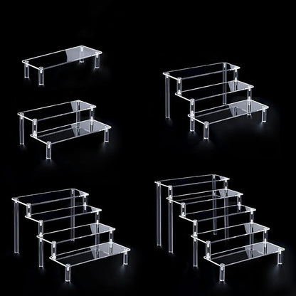 1-5 Tier Acrylic Display Stand Perfume Doll Clay Figurine Blind Box Storage Rack Transparent Ladder Makeup Organization W-2