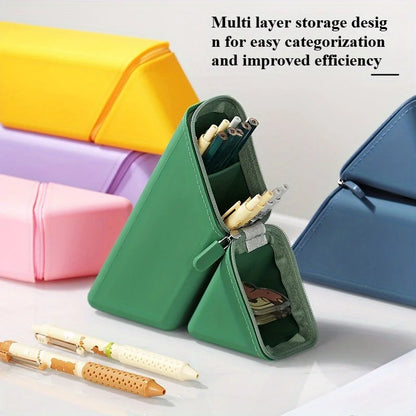 Stylish Silicone Pen Holder-Foldable Desktop Organizer for Office & Study,Multi-Purpose Stationery Cup,Perfect Gift for Students