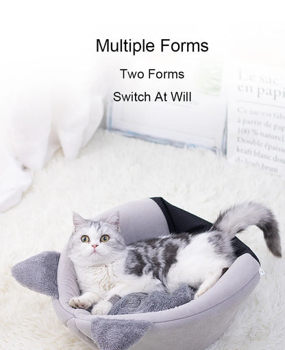 Cat Head Shape Cute And Comfortable Warm Cat House Safe Sleep Cave Non-Slip Semi-Closed Design Four Seasons Universal Cat Nest