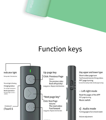 BT Page Turner, e-book reader, smartphone Bluetooth remote control, support for sliding short videos, Android/iOS mobile phones
