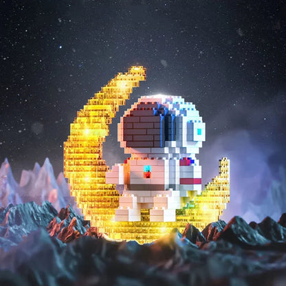 Knew built Luminous Astronaut Moon Micro brick Building Blocks Set Educational Toys LED Light Technology Bricks for Adults
