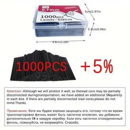 Transparent Mechanical Pencils 0.5 0.7 0.9mm with Lead 2B 60mm Art Drawing Automatic Pencil Replaceable Refills with 2 Tubes