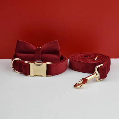 Velvet Collar Free Engrave Dog Collar Leash For Medium Big Pet Necklace Dog Accessories Dog Collars