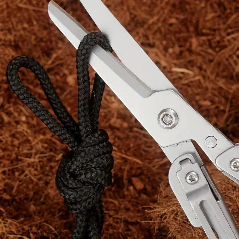 Portable Multifunctional Folding Scissors, Stainless Steel Outdoor Survival Tool for Camping Fishing Hunting