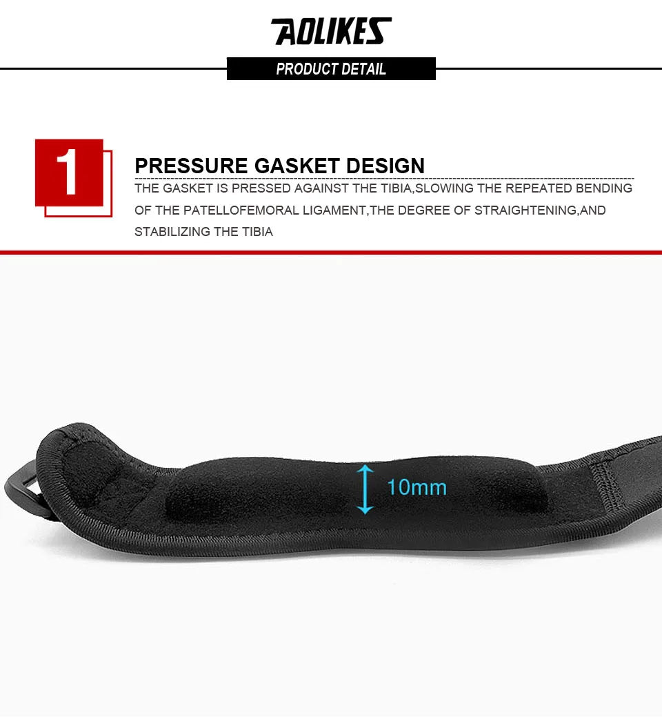 AOLIKES 1PCS Knee Braces for Knee Pain,Patella Knee Support Strap,Adjustable Patellar Tendon Stabilizer Band for Basketball