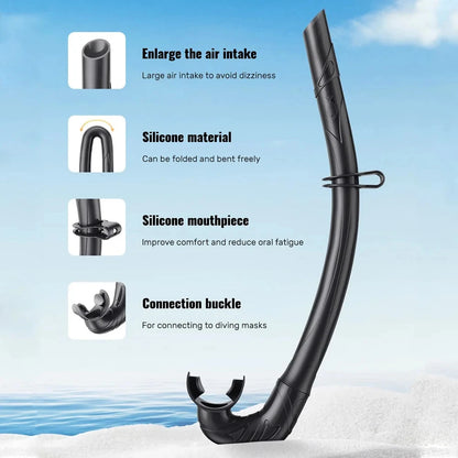 Frameless Diving Mask Wet Snorkel Set Low Internal Volume Pure Soft Silicone Swimming Training Diving Glasses Adjustable