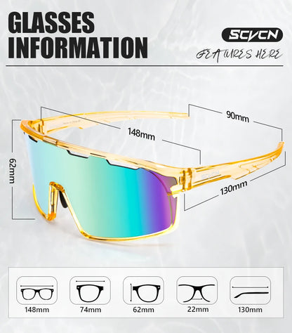 SCVCN Cycling Glasses MTB Road Bike Sunglasses UV400 Bicycle Glasses Protection Light Unisex Bike Sports Equipment