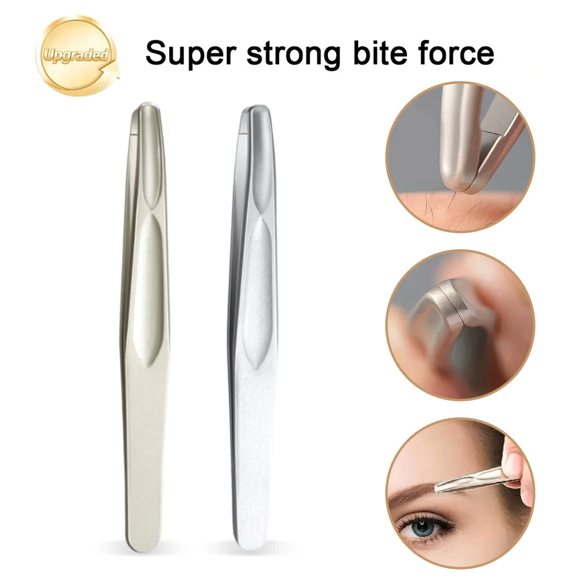 Premium Stainless Steel Round Head Tweezers for Eyebrow & Facial Hair Removal Seamless Clips Short Hair Precision Beard Clip