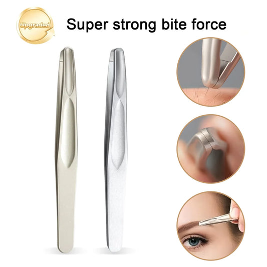 Premium Stainless Steel Round Head Tweezers for Eyebrow & Facial Hair Removal Seamless Clips Short Hair Precision Beard Clip