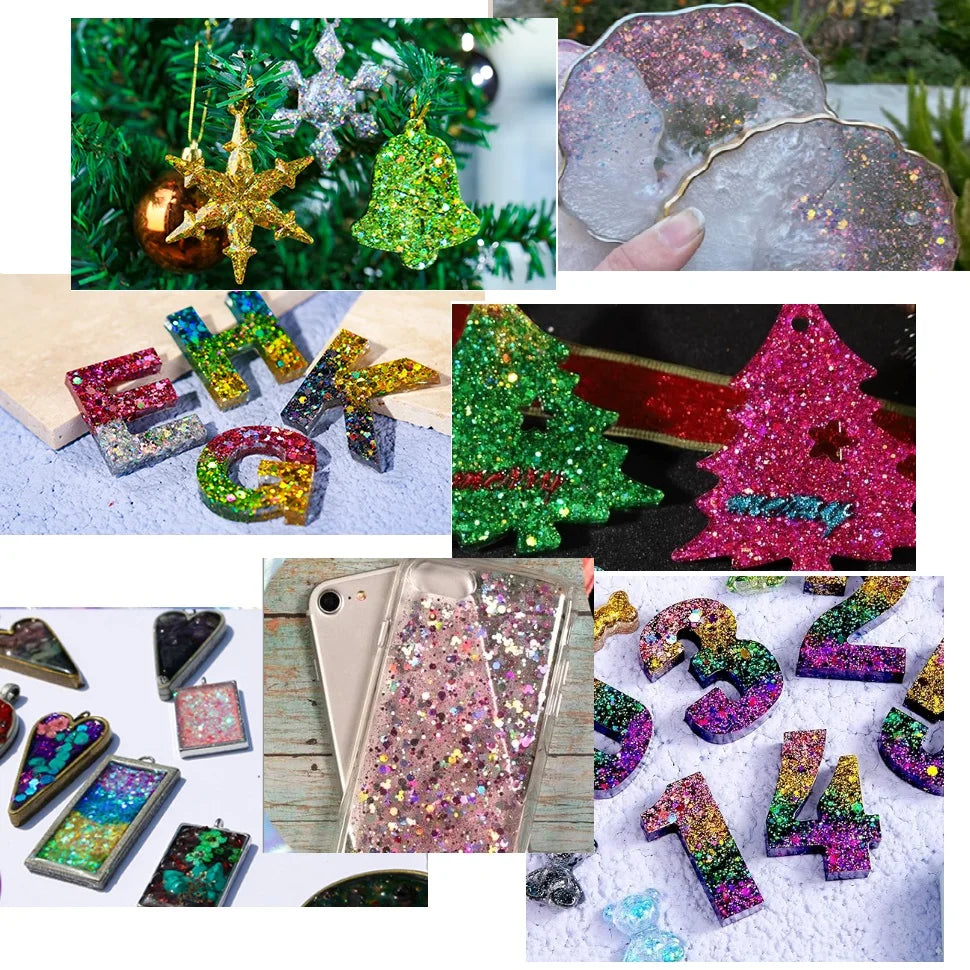 50g Chunky Glitter Holographic Laser Flakes Nail Glitter Powder For Jewelry Making Diy Resin Art Craft Fine Iridescent Sequins